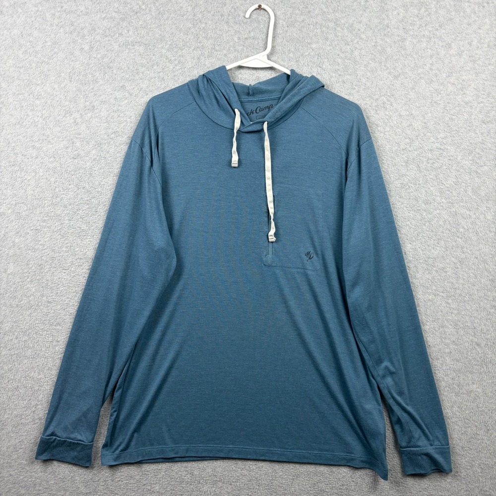 Duck Camp Hoodie Mens Large Blue Bamboo Lightweight Sun Hooded Shirt Fishing